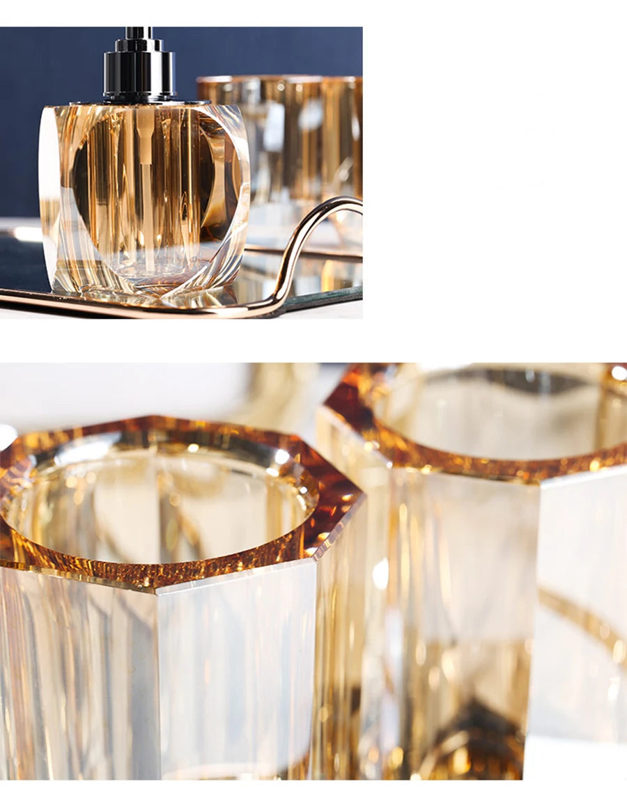 Crystal Glass Bathroom Toothbrush Cup Soap Dish Bottling