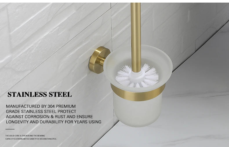 Bathroom Hardware Brushed Gold Toilet Brush Holder Robe