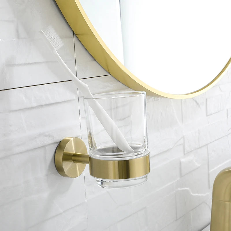 Bathroom Hardware Brushed Gold Toilet Brush Holder Robe