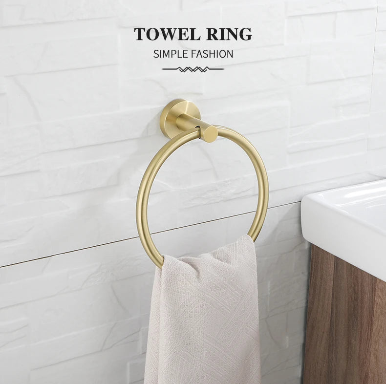 Bathroom Hardware Brushed Gold Toilet Brush Holder Robe