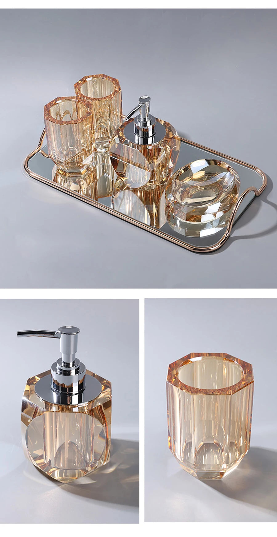 Crystal Glass Bathroom Toothbrush Cup Soap Dish Bottling