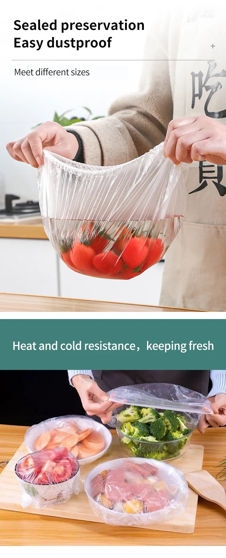 Reusable Disposable Food Cover Plastic Wrap Durable Elastic