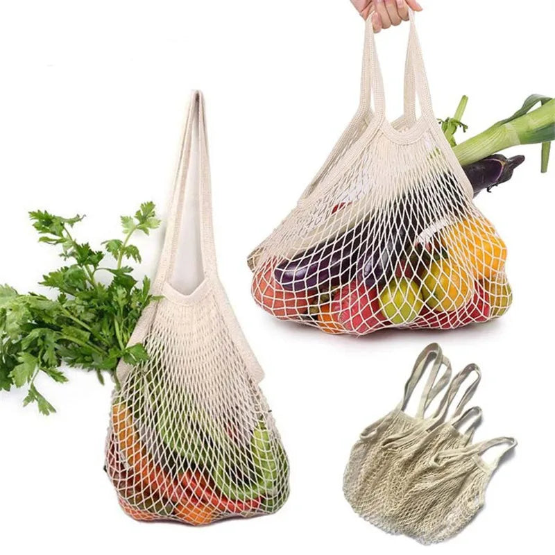 Reusable Cotton Mesh Produce Bags Vegetable Fruit Food