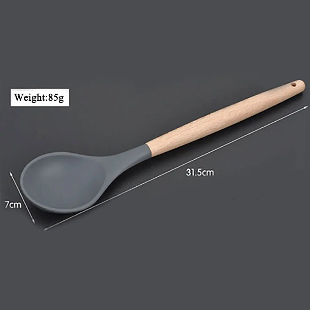 Silicone World Cooking Kitchenware Silicone Utensils Wooden