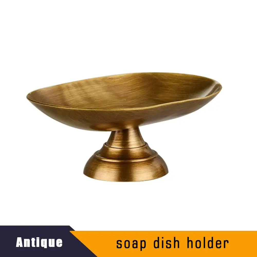 Antique Brass Soap Dish Liquid Soap Dispenser Toothbrush