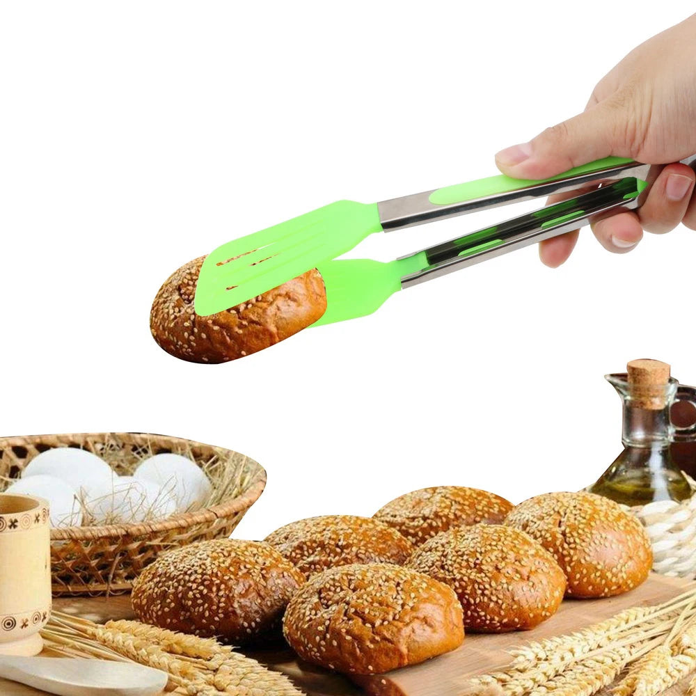 Cooking Non-Stick Tongs Pizza Bread Steak Clip Stainless