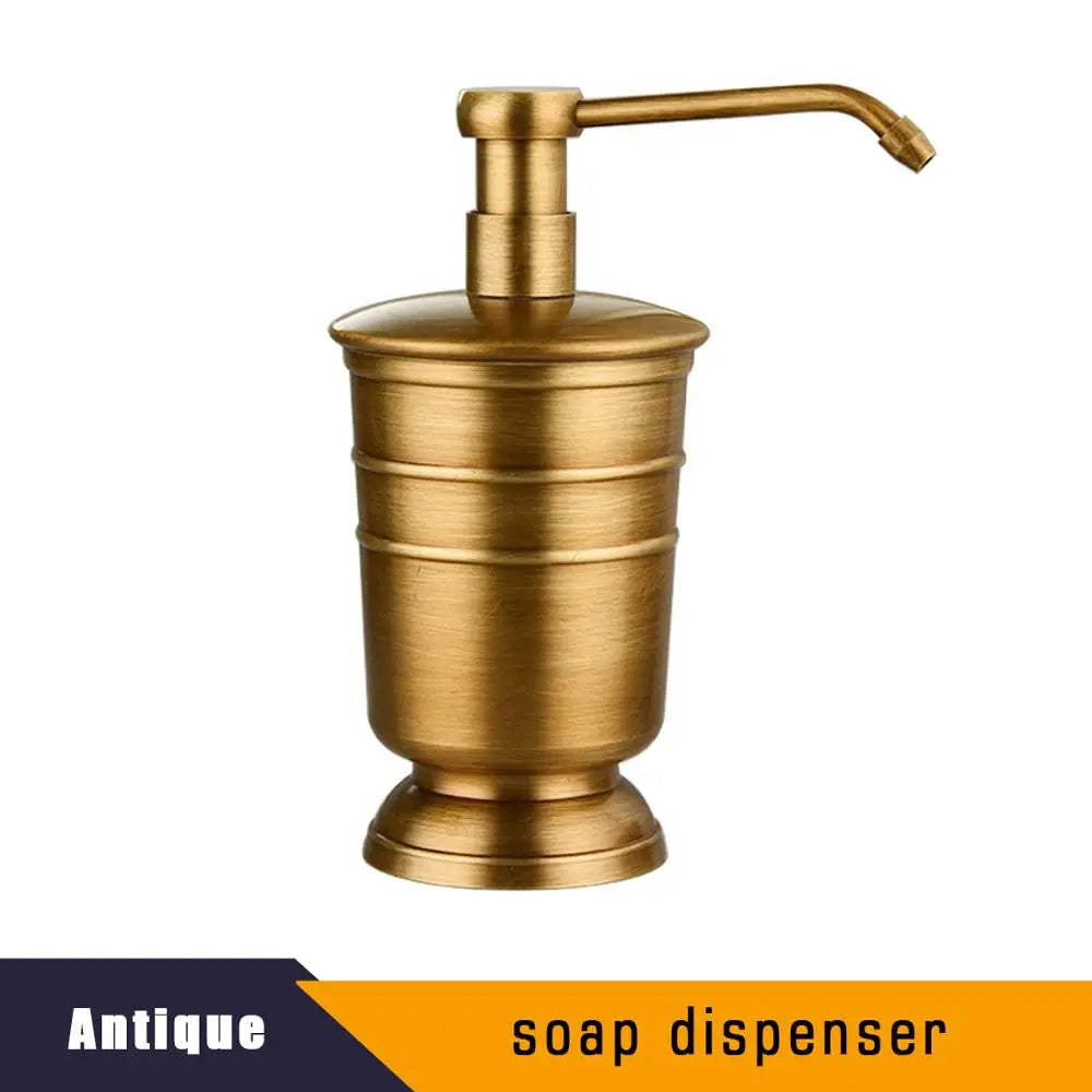 Antique Brass Soap Dish Liquid Soap Dispenser Toothbrush