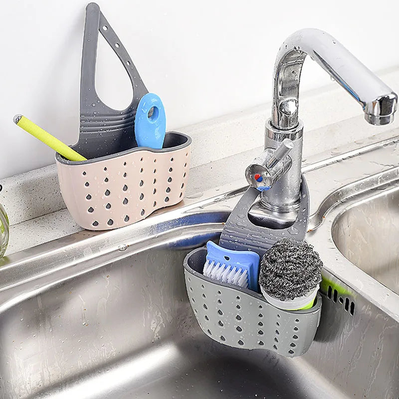 Sink Holder Hanging Drain Basket Adjustable Soap Sponge