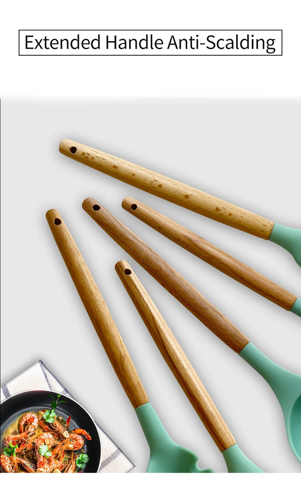 12pcs Silicone Utensils Non-Stick Cookware Spatula Shovel Egg