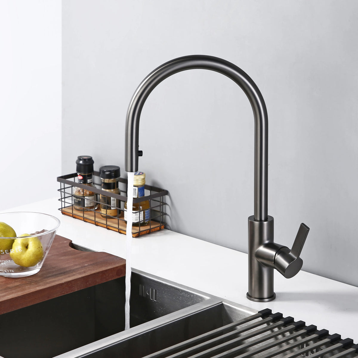 Handle Pull Out Faucet Brushed Gunmetal Matt Black