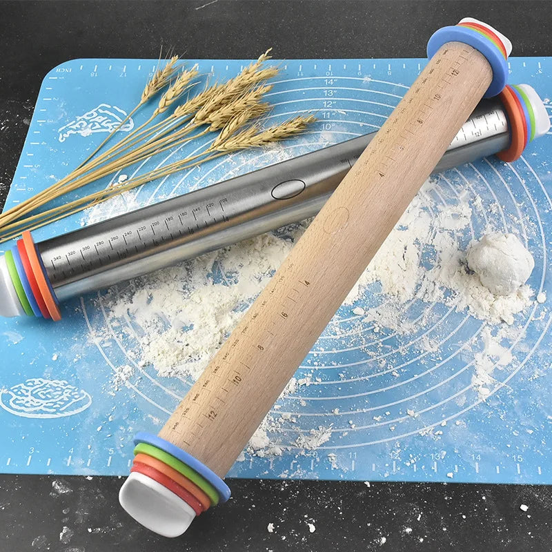 Stainless Steel Rolling Pins Silicone Baking Pastry Mat