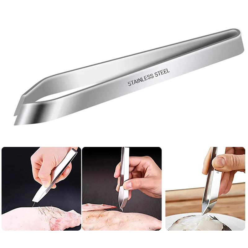 1pcs 430 Stainless Steel Fish Bone Tweezers Pincer