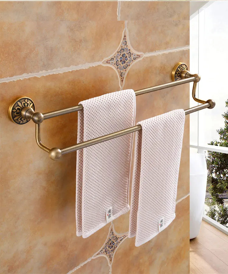 Tuqiu Bathroom Antique Bronze Carved Aluminum Bath Hardware