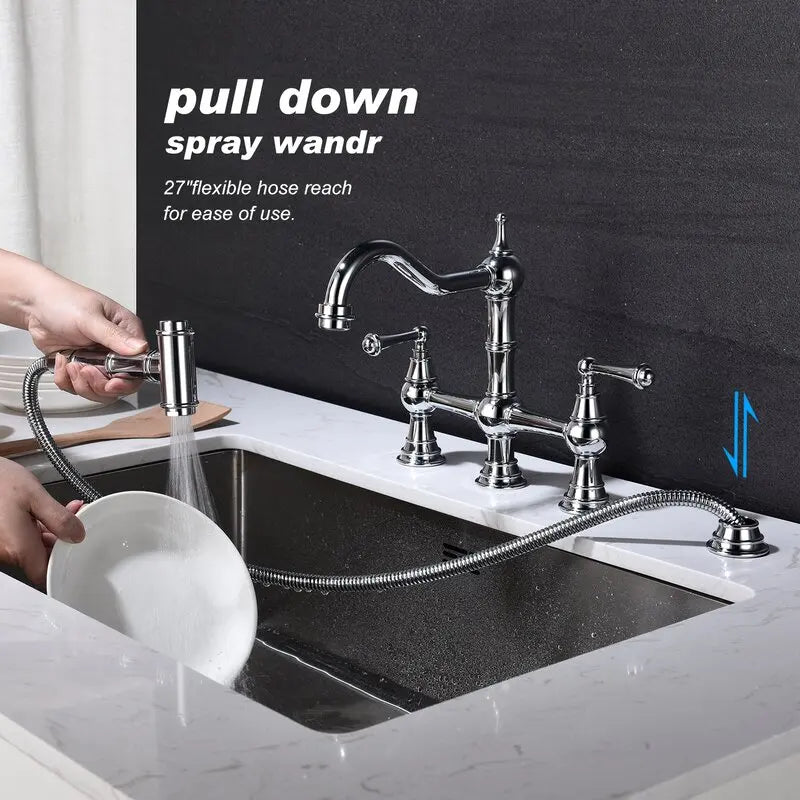 Basin Faucet Cold Faucet Brass Double-Handle Swivel Sink