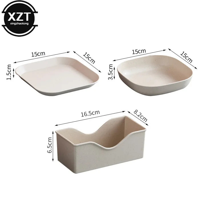 Wheat Straw Dishes Anti-Drop Square Dishes Children Dishes