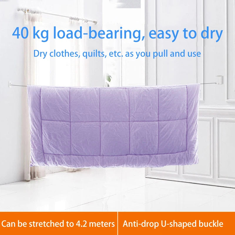 Punch-Free Retractable Clothesline Hotel Wall Hanging Clothes