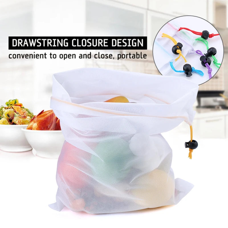 5pcs Colorful Reusable Fruit Vegetable Bags Reusable Net