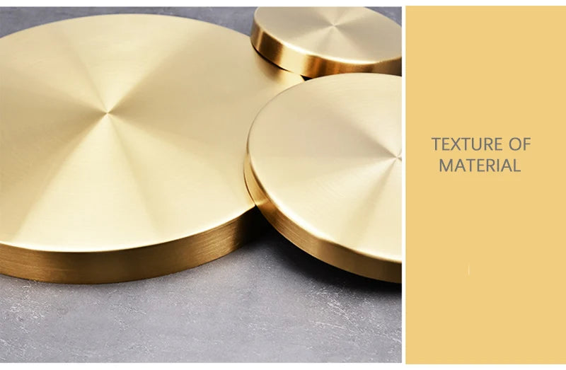 Decor Golden Storage Tray Round Jewelry Desktop Display