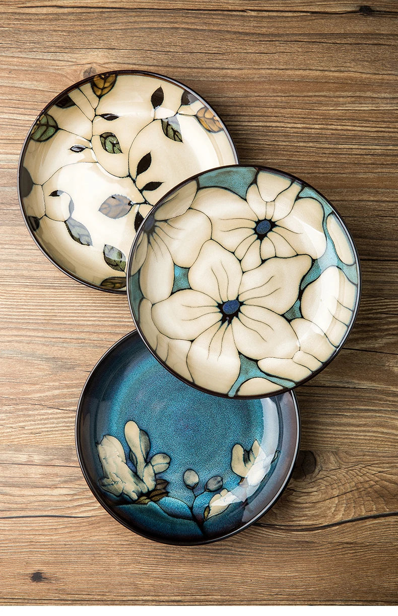 Chinese-Style Ceramic Deep Plate Salad Plate Disc Personality