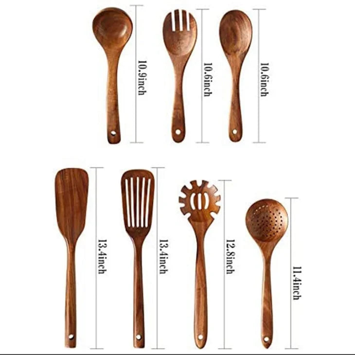 1-9pcs/Set Wooden Utensils Wooden Spoons Cooking Utensils Natural