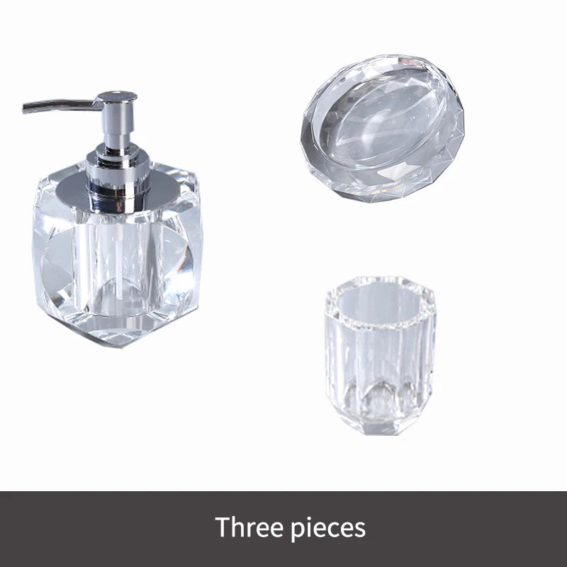 Crystal Glass Bathroom Toothbrush Cup Soap Dish Bottling