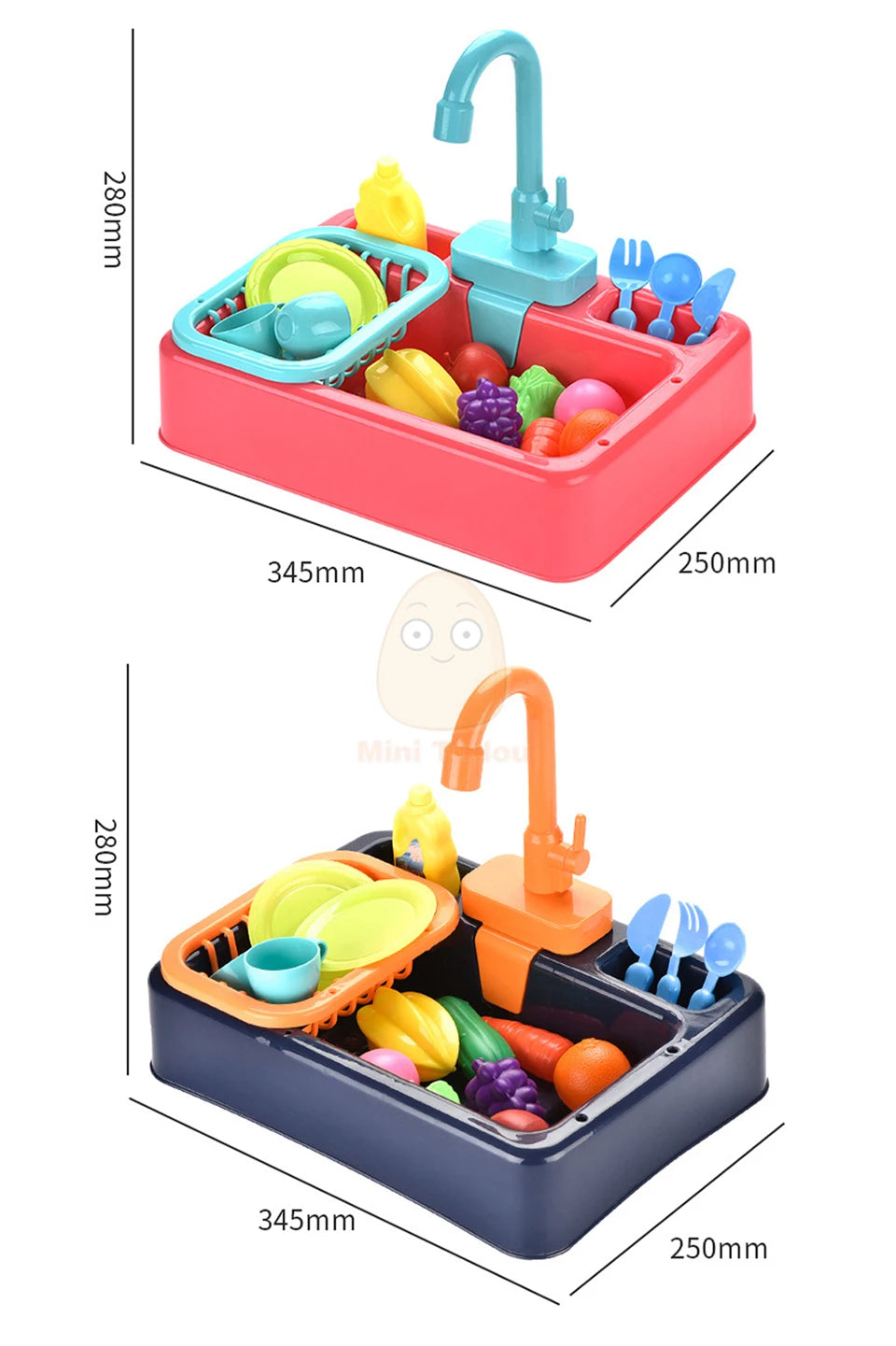 Toy Plastic Dish Wash Sink Children Simulation Pretend