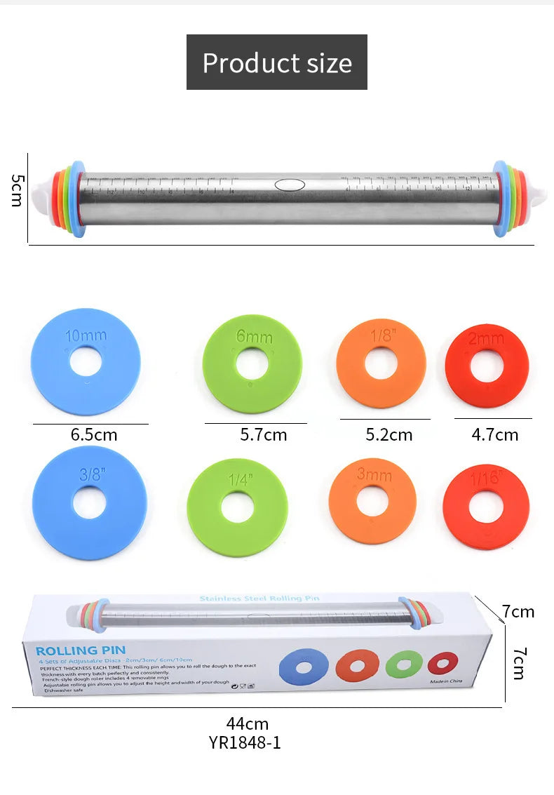 Stainless Steel Rolling Pins Silicone Baking Pastry Mat