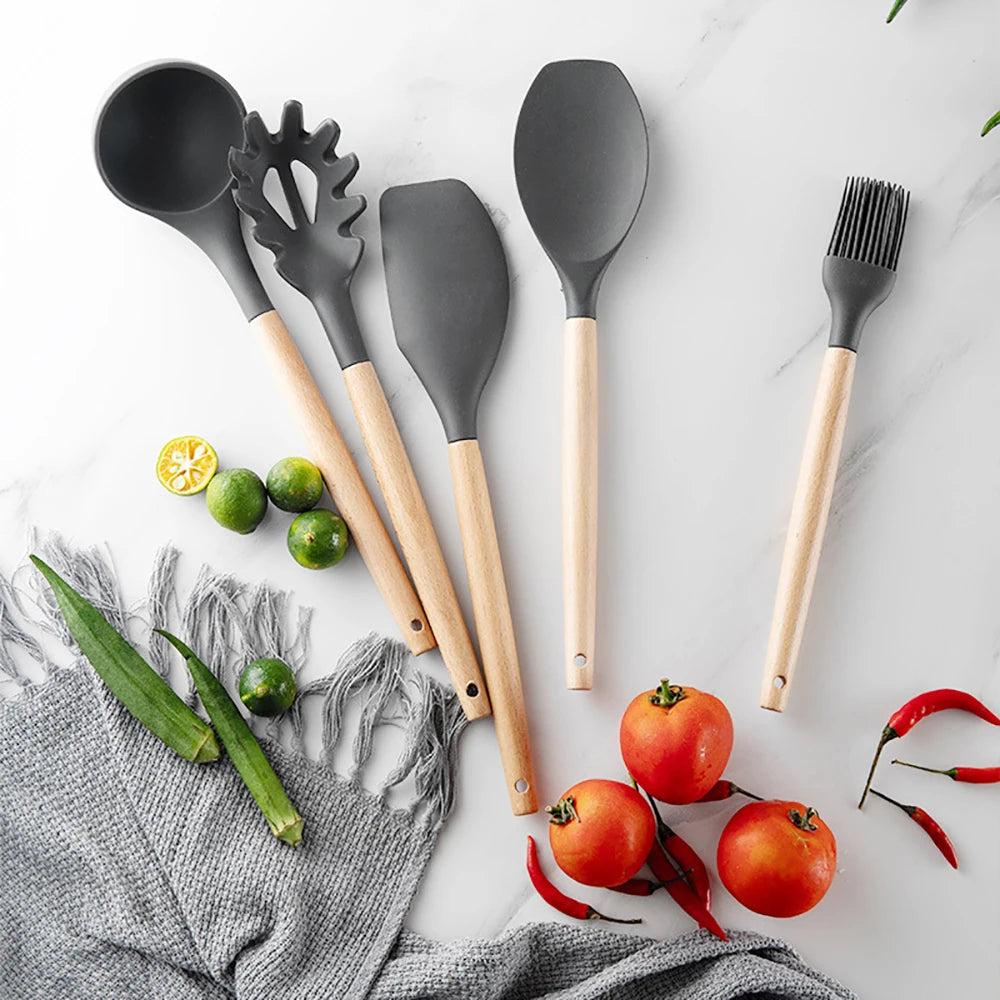 12pcs Silicone Utensils Non-Stick Cookware Spatula Shovel Egg