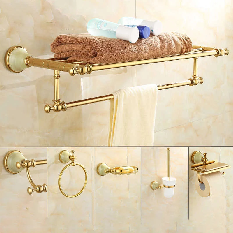 Tuqiu Bathroom Gold Bathroom Shelf Towel Rack Towel