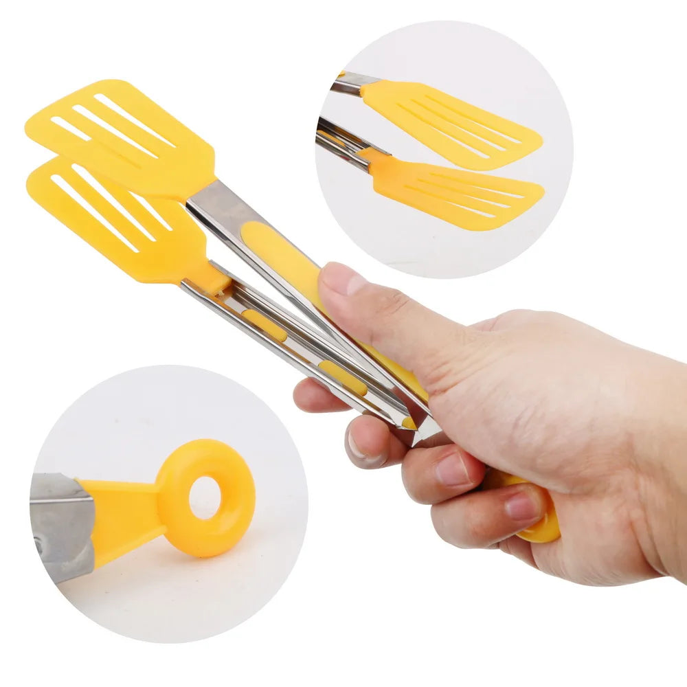 Cooking Non-Stick Tongs Pizza Bread Steak Clip Stainless