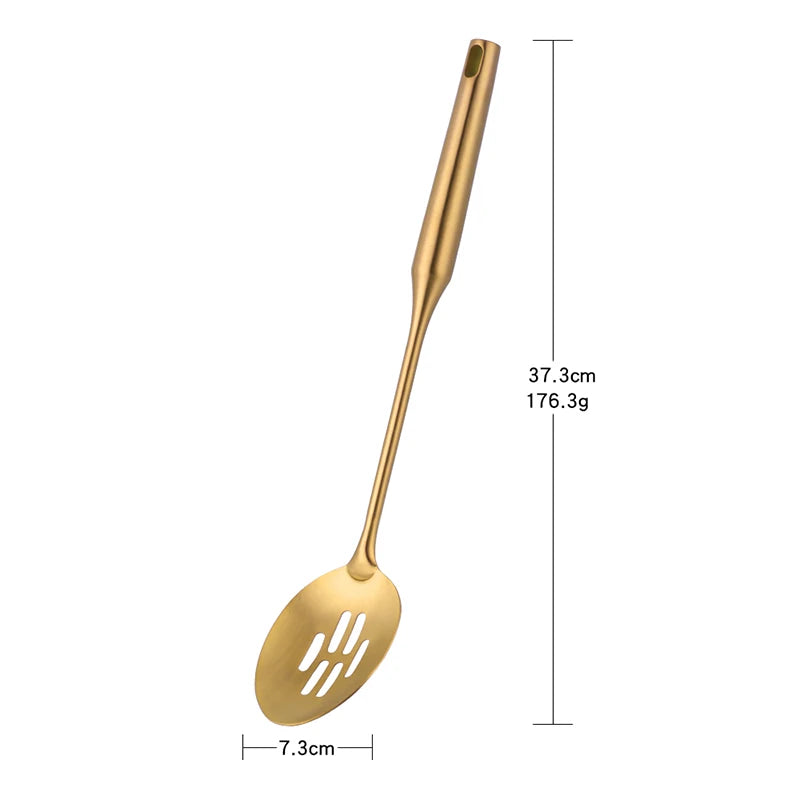 1pc Stainless Steel Cooking Gold Soup Ladle Spoon