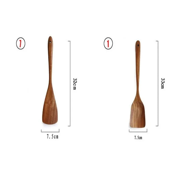 1-9pcs/Set Wooden Utensils Wooden Spoons Cooking Utensils Natural