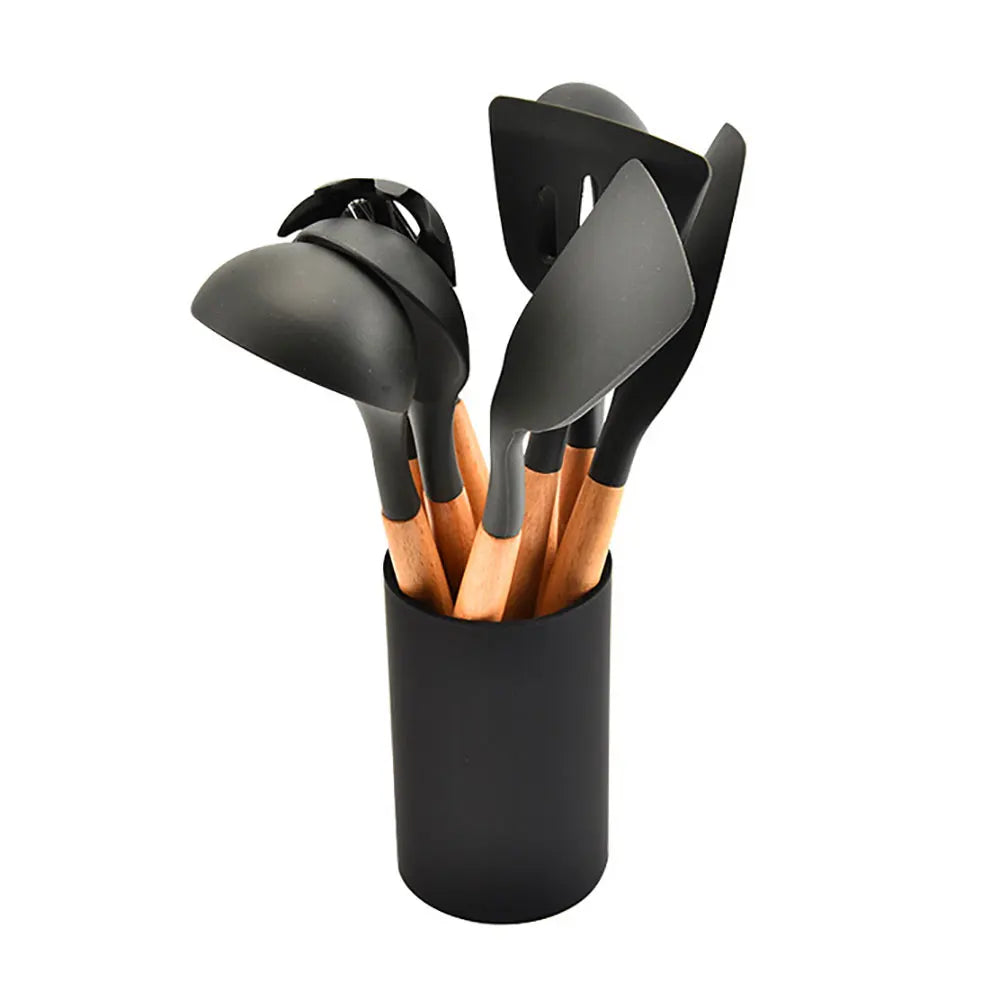 Silicone World Cooking Kitchenware Silicone Utensils Wooden