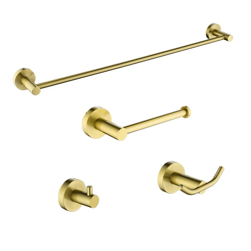 Brushed Gold Bathroom Towel Rack Toilet Brush Roll