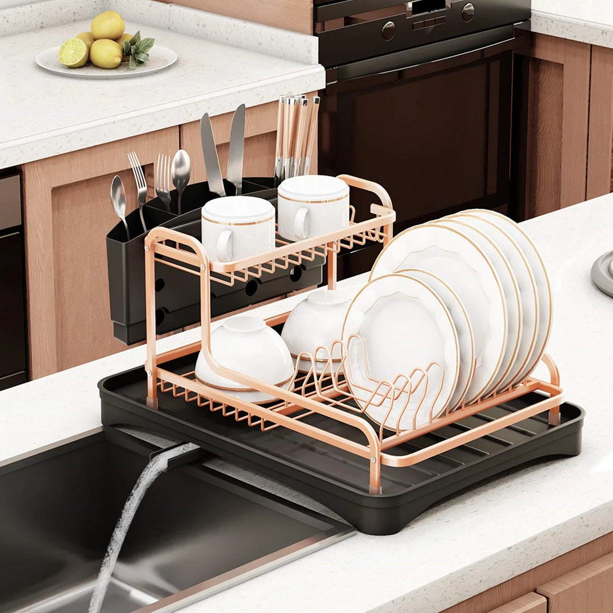 Dish Drying Rack Aluminum Sink Stand Organizer Drainer