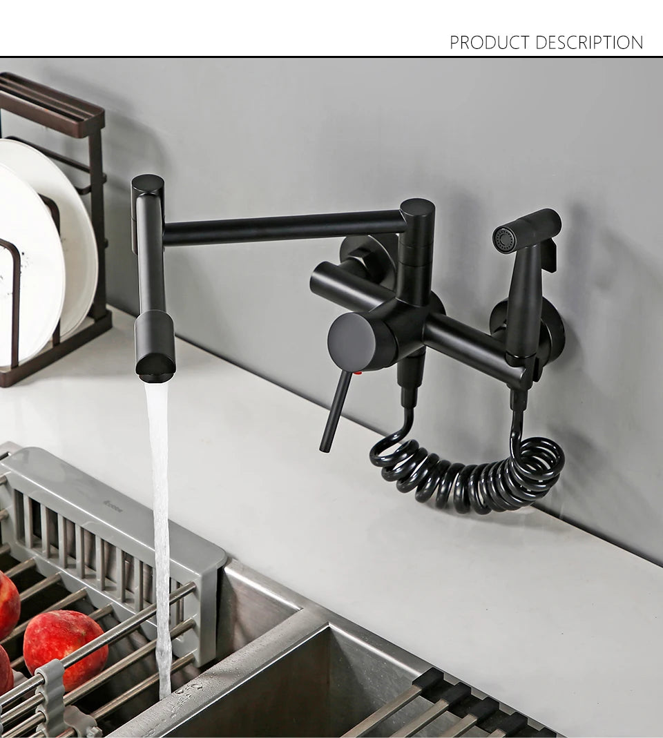 Black Cold Pull Out Mixer Tap Pot Filler