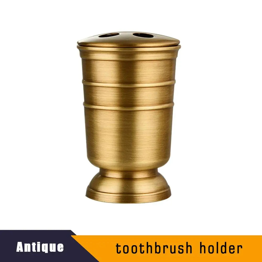 Antique Brass Soap Dish Liquid Soap Dispenser Toothbrush