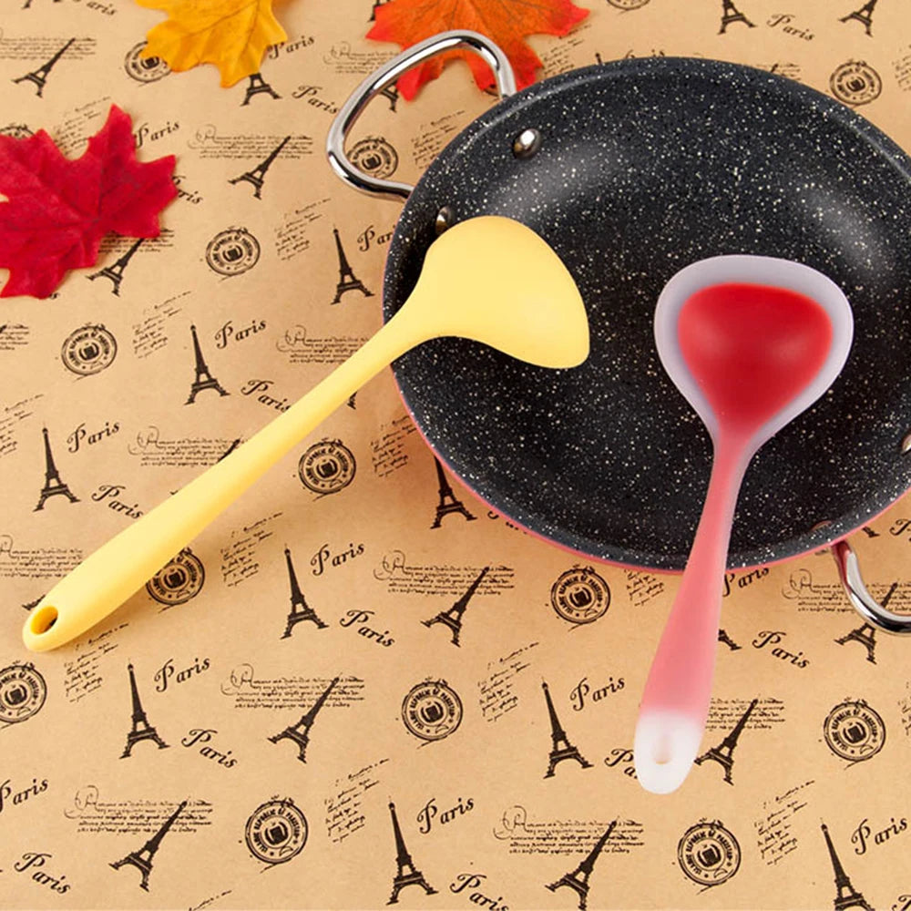 Long Handle Silicone Soup Spoon Non-Stick Large Food
