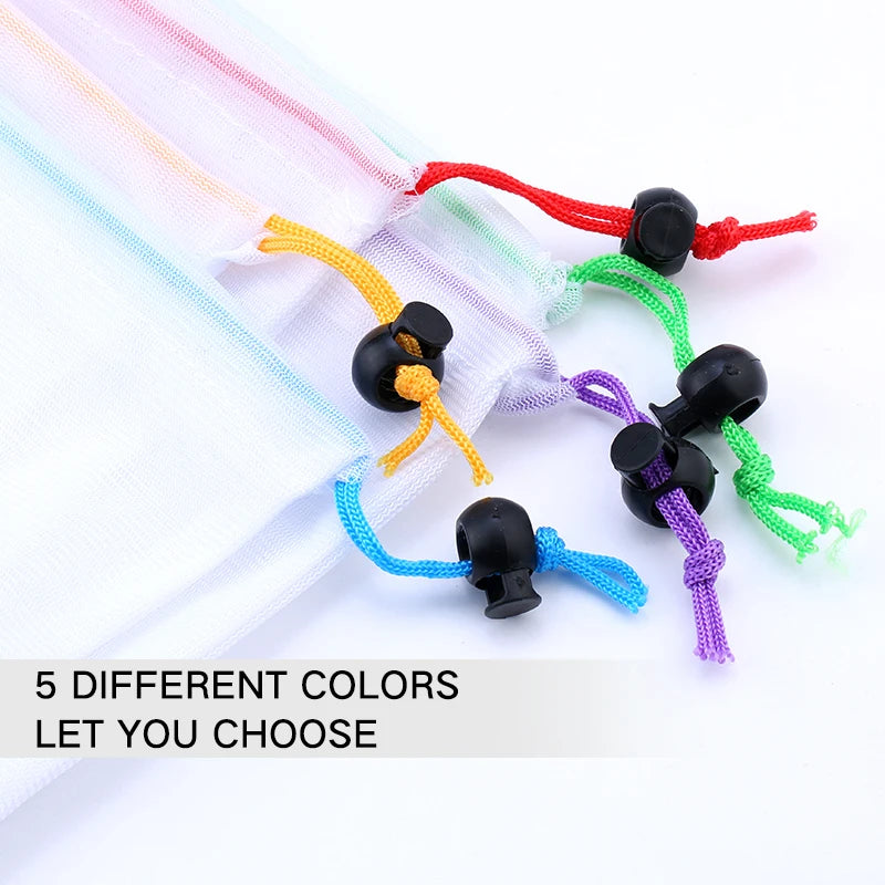 5pcs Colorful Reusable Fruit Vegetable Bags Reusable Net