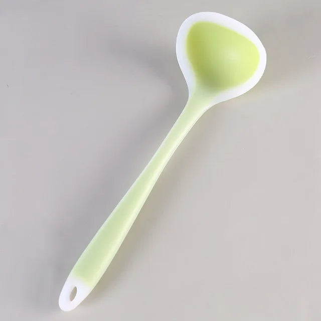 Long Handle Silicone Soup Spoon Non-Stick Large Food