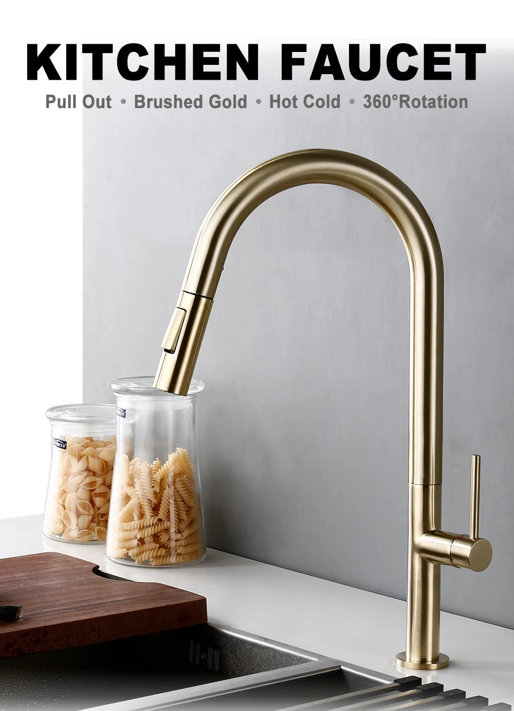 Brass Brushed Gold Black 360 Oegree Rotation Cold