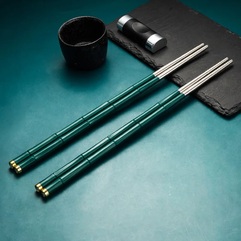 High-End Japanese Stainless Steel Chopsticks Metal Non-Slip Steel