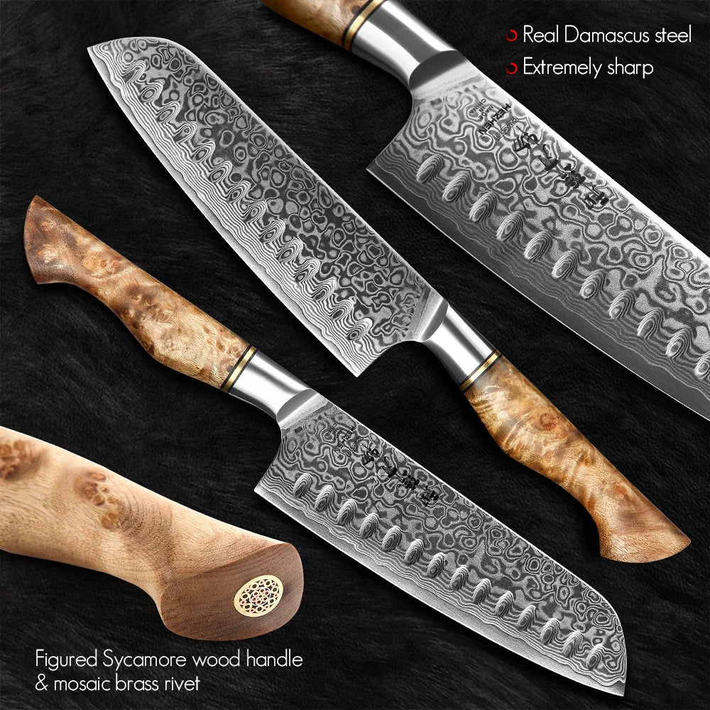 Hezhen Knife 1-7pc Damascus Steel Knives Chef Knife