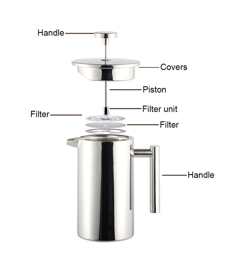 5l Coffee Maker French Press Stainless Steel Espresso