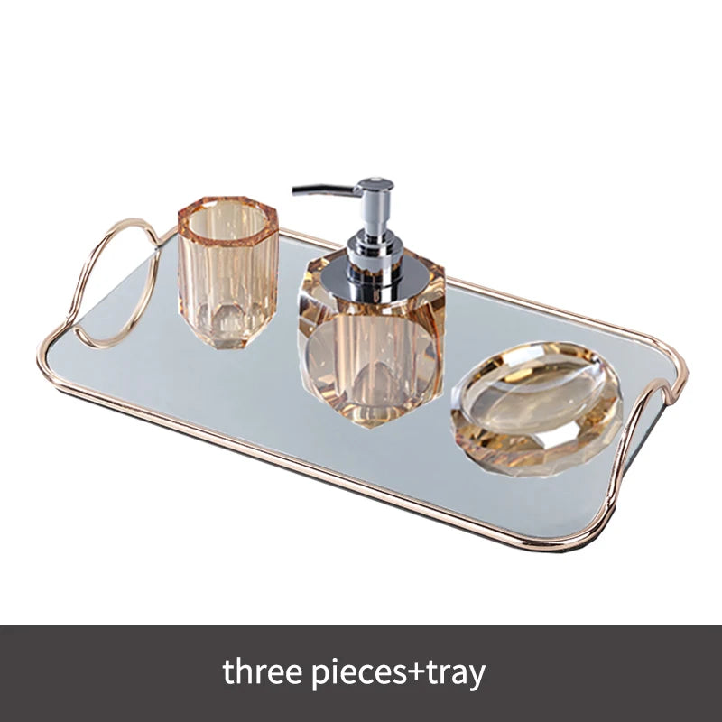 Crystal Glass Bathroom Toothbrush Cup Soap Dish Bottling
