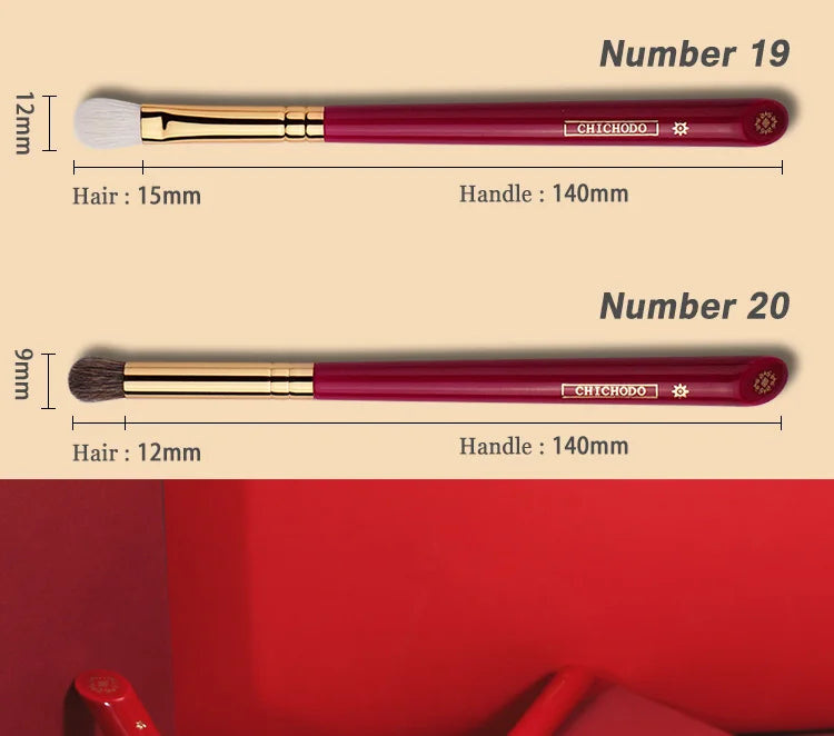 Chichodo Makeup Brush-Luxurious Red Rose Series 20pcs Animal