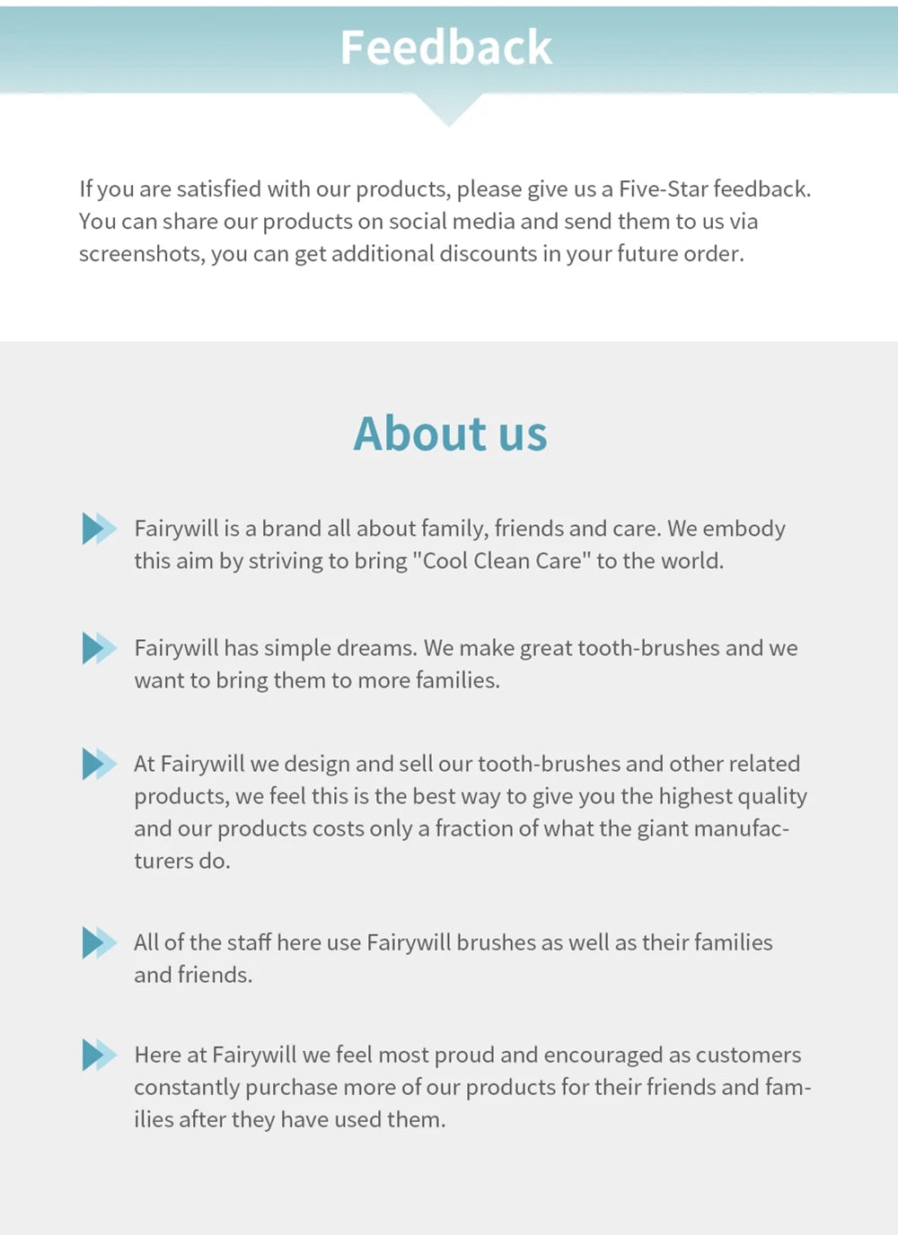 Fairywill Sonic Electric Toothbrush E11 Waterproof Usb Charge