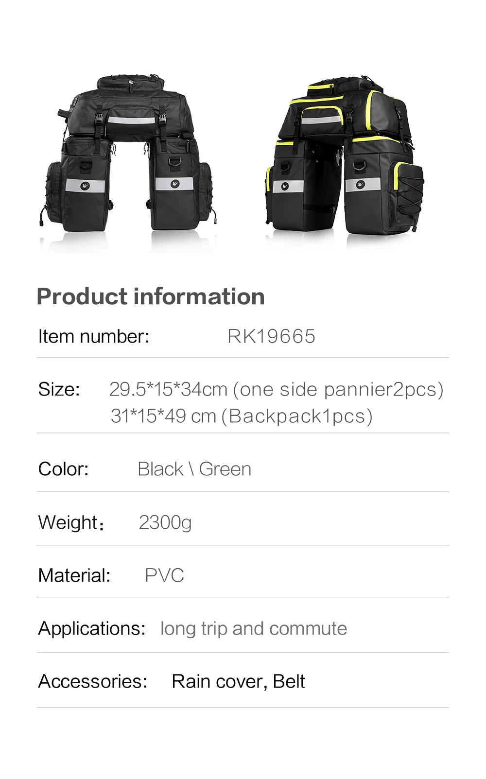 Rhinowalk Bike Pannier Bag In Big Capacity Trunk