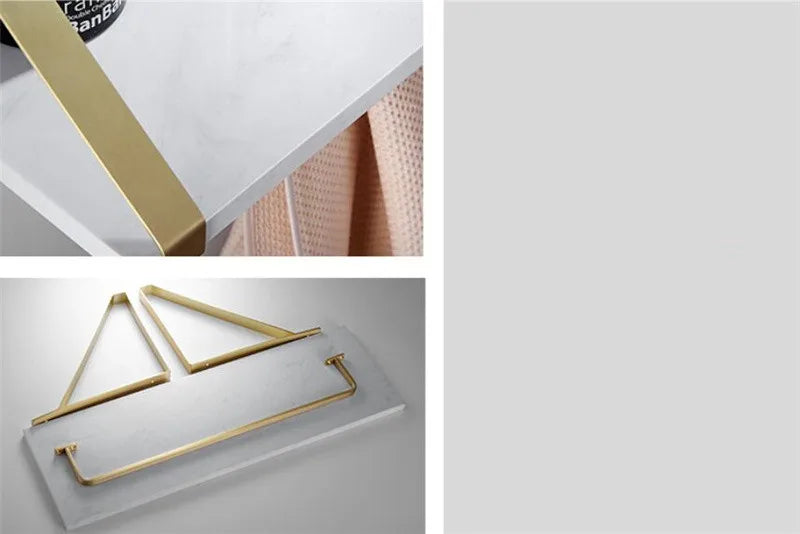 Bathroom Towel Rack Corner Shelf Paper Holder Hook