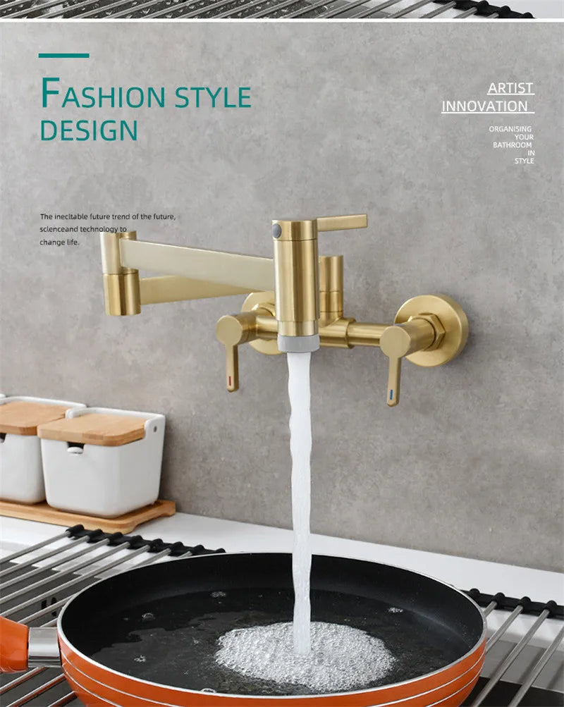 Pot Filler Tap Wall Mounted Foldable Faucet Cold